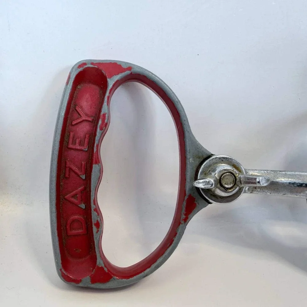 Vintage Dazey Hand Crank Egg Beater Red Handle Stainless Steel Manual Mixer USA
